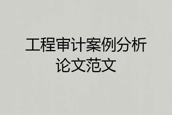 工程审计案例分析论文范文