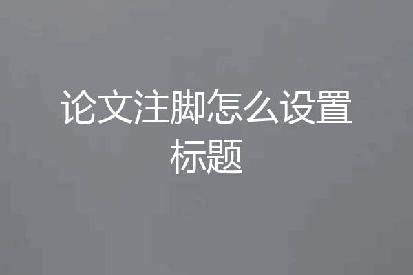 论文注脚怎么设置标题