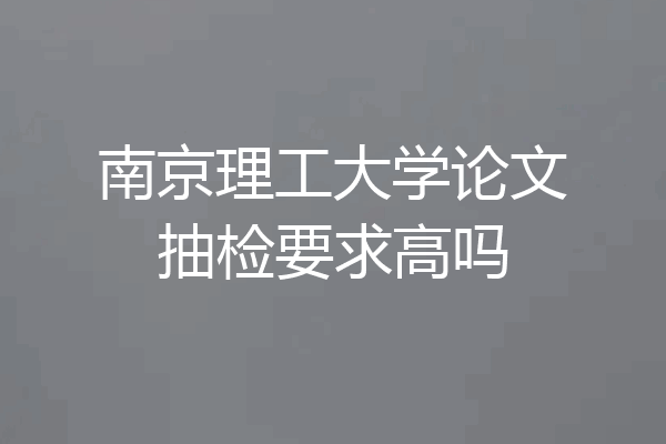 南京理工大学论文抽检要求高吗