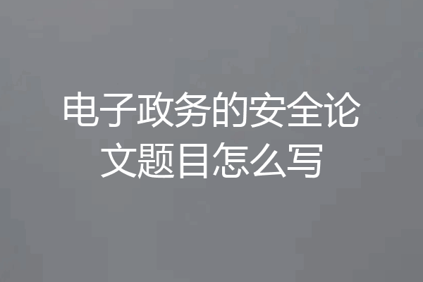 电子政务的安全论文题目怎么写