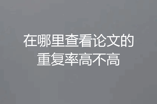 在哪里查看论文的重复率高不高