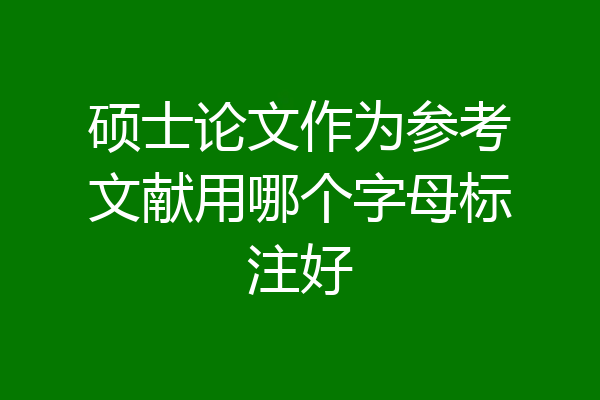 硕士论文作为参考文献用哪个字母标注好