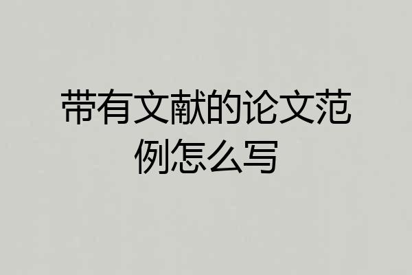 带有文献的论文范例怎么写