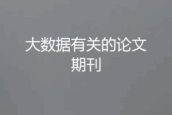大数据有关的论文期刊
