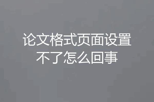 论文格式页面设置不了怎么回事