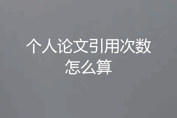 个人论文引用次数怎么算