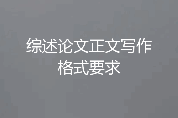 综述论文正文写作格式要求