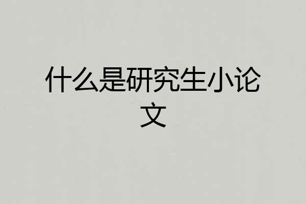 什么是研究生小论文