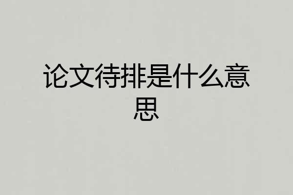 论文待排是什么意思