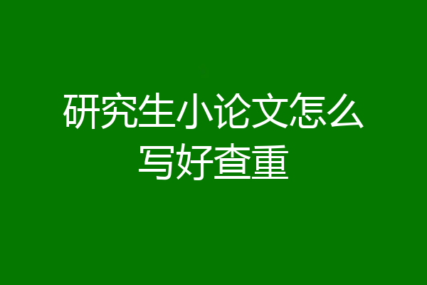 研究生小论文怎么写好查重
