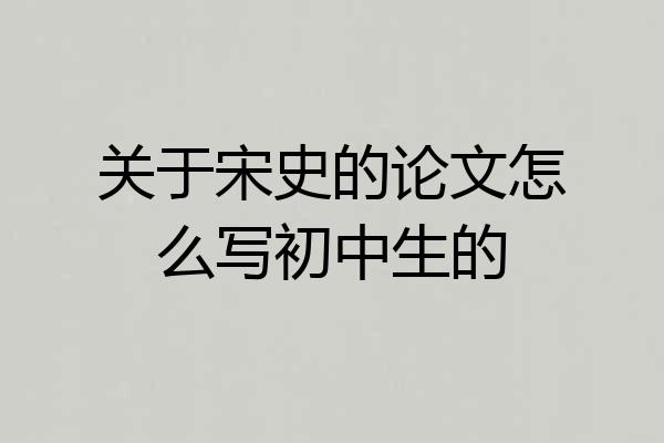 关于宋史的论文怎么写初中生的