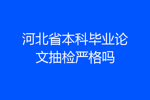 河北省本科毕业论文抽检严格吗