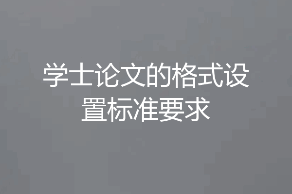 学士论文的格式设置标准要求