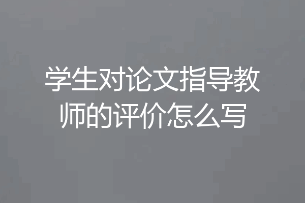 学生对论文指导教师的评价怎么写