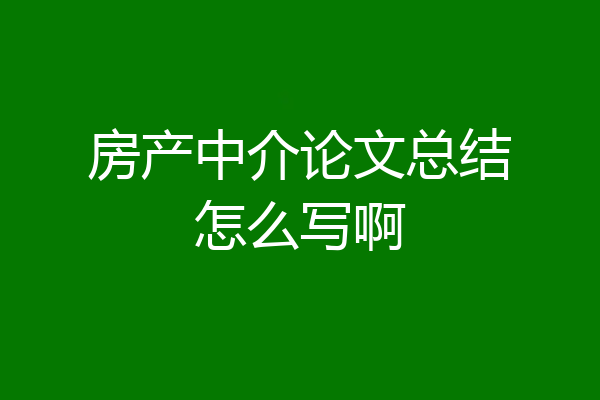 房产中介论文总结怎么写啊