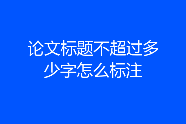 论文标题不超过多少字怎么标注