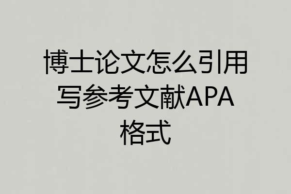 博士论文怎么引用写参考文献APA格式