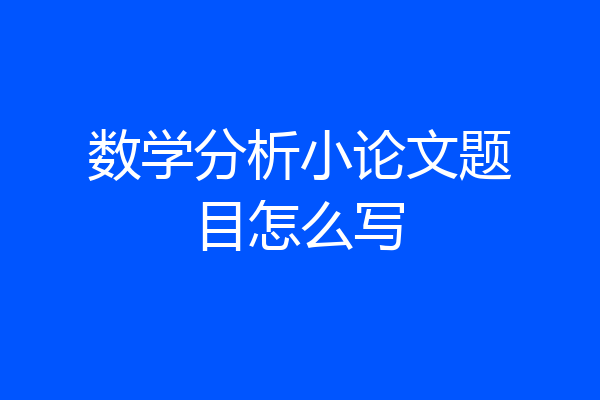 数学分析小论文题目怎么写