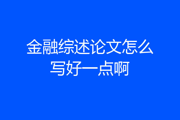 金融综述论文怎么写好一点啊