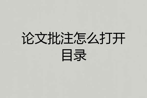 论文批注怎么打开目录