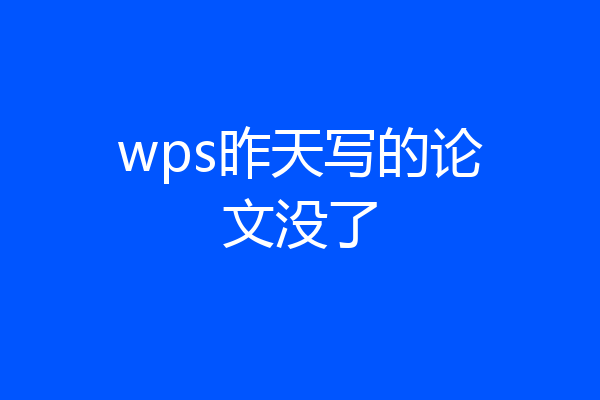 wps昨天写的论文没了