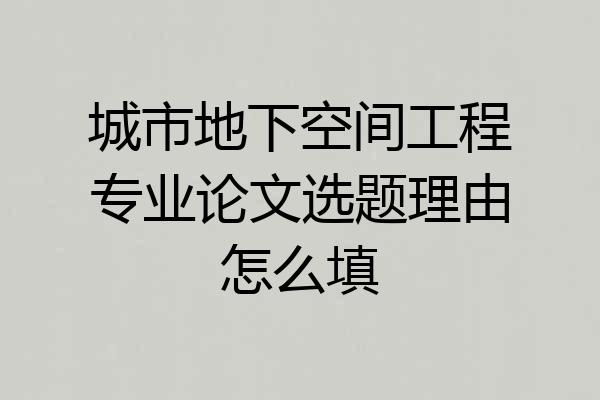 城市地下空间工程专业论文选题理由怎么填