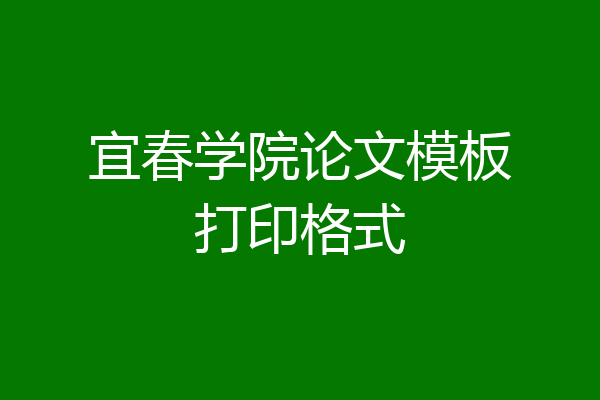 宜春学院论文模板打印格式