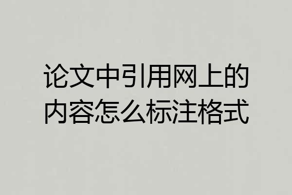 论文中引用网上的内容怎么标注格式