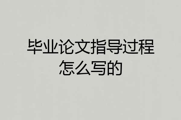 毕业论文指导过程怎么写的