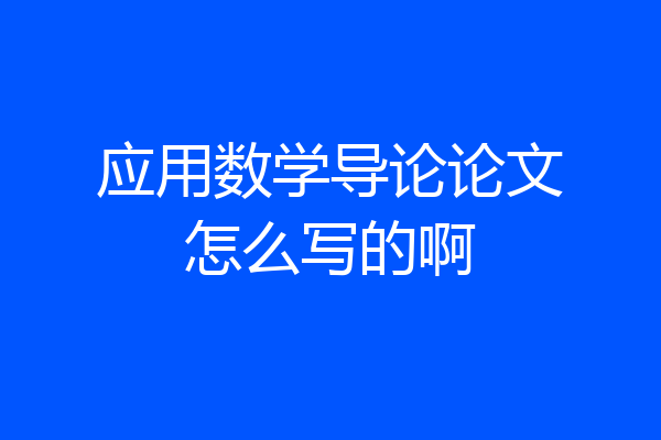 应用数学导论论文怎么写的啊