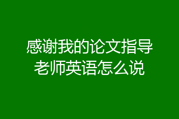 感谢我的论文指导老师英语怎么说