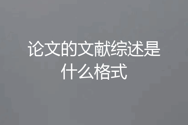 论文的文献综述是什么格式
