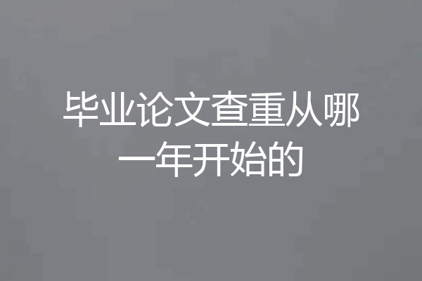 毕业论文查重从哪一年开始的