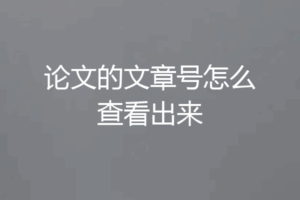 论文的文章号怎么查看出来