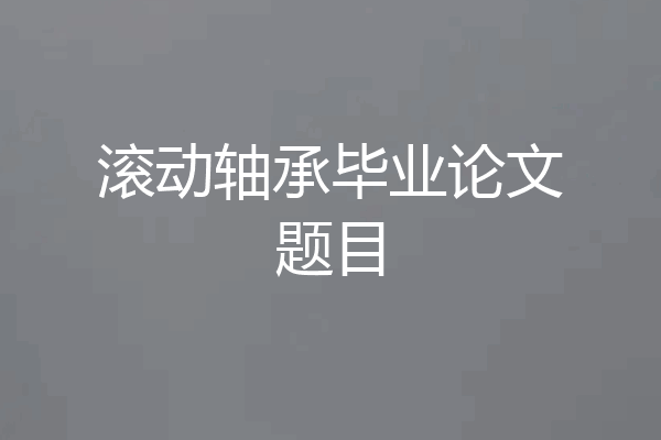 滚动轴承毕业论文题目