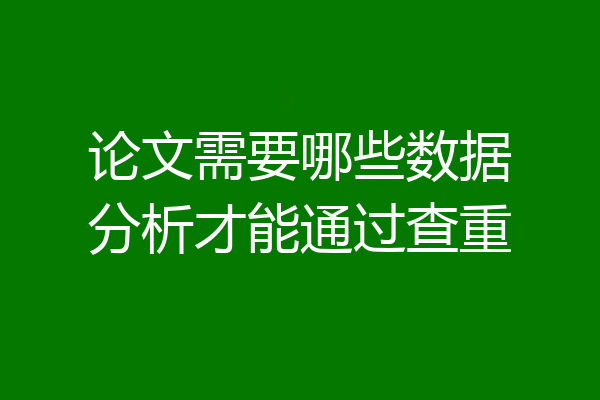 论文需要哪些数据分析才能通过查重