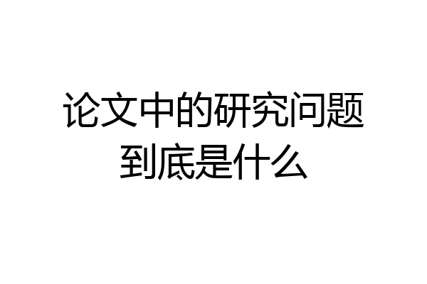 论文中的研究问题到底是什么