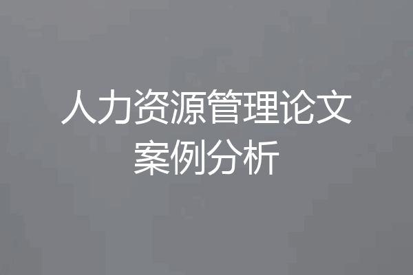 人力资源管理论文案例分析