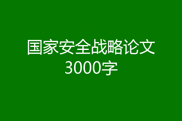 国家安全战略论文3000字