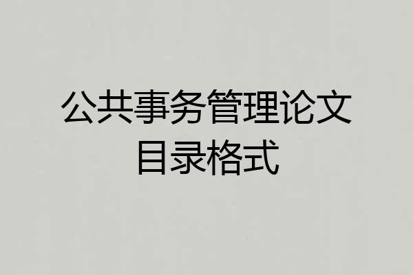公共事务管理论文目录格式
