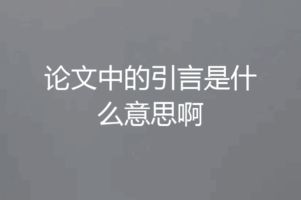 论文中的引言是什么意思啊