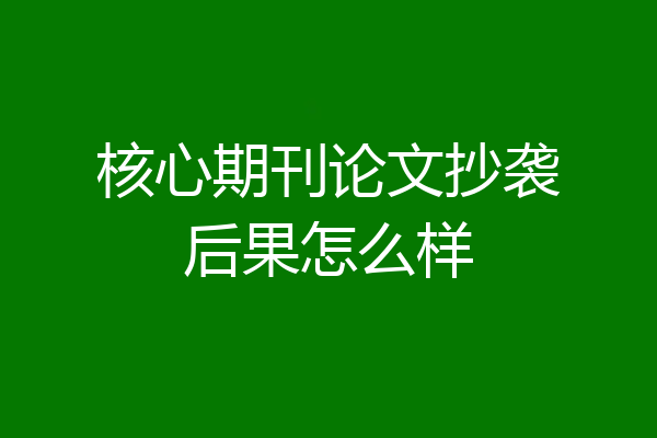 核心期刊论文抄袭后果怎么样
