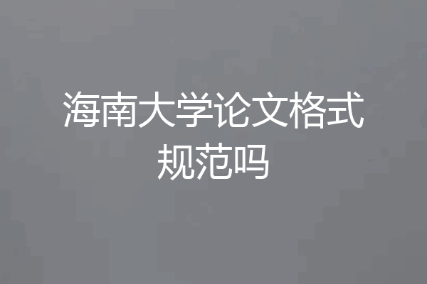 海南大学论文格式规范吗
