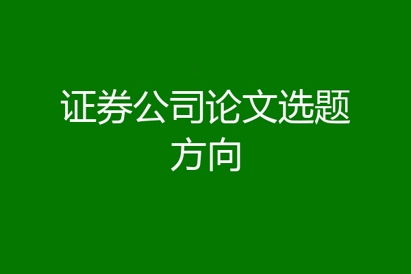 证券公司论文选题方向