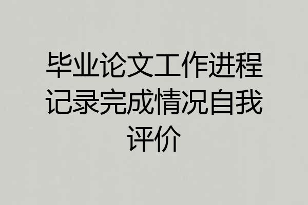 毕业论文工作进程记录完成情况自我评价