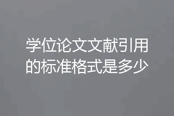 学位论文文献引用的标准格式是多少