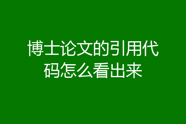博士论文的引用代码怎么看出来