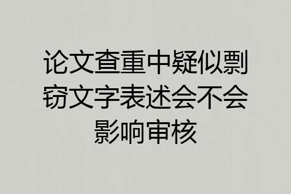 论文查重中疑似剽窃文字表述会不会影响审核