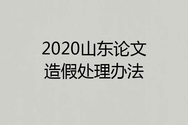 2020山东论文造假处理办法