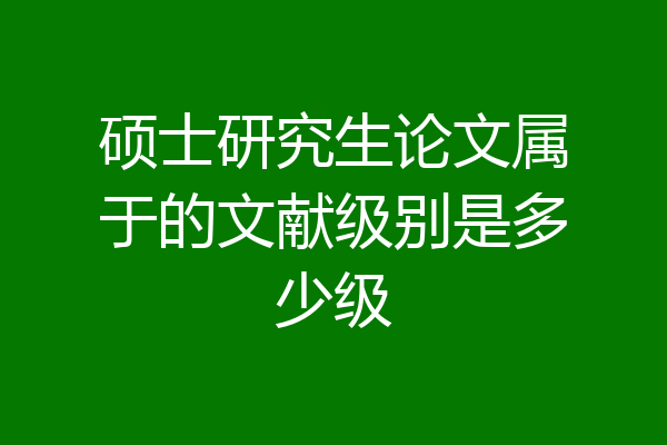硕士研究生论文属于的文献级别是多少级